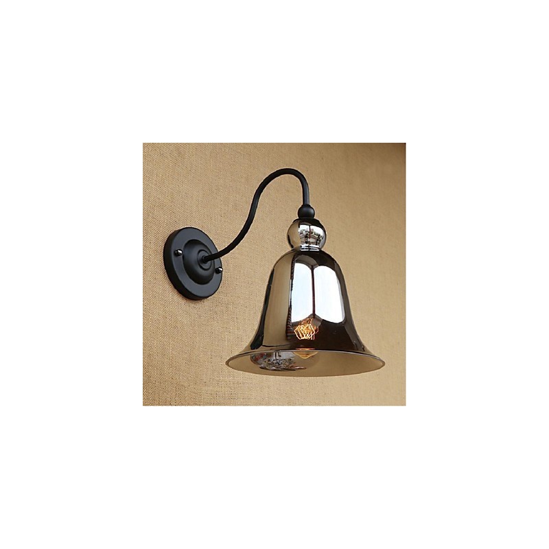 Applique da parete rustica argento con faretto da incasso E27 40 W
