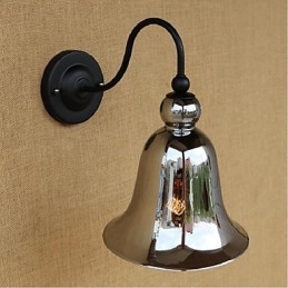 Applique da parete rustica argento con faretto da incasso E27 40 W