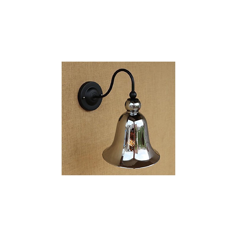 Applique da parete rustica argento con faretto da incasso E27 40 W