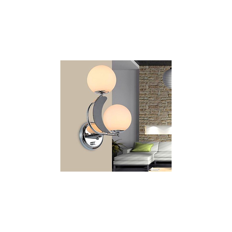 Applique da parete moderna contemporanea argento luce ambientale E27 2 lampadine incluse