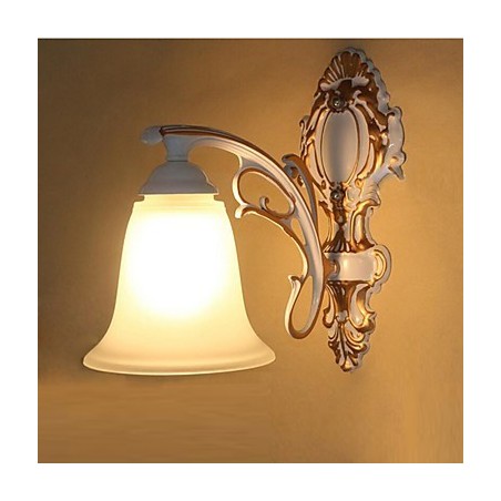 Applique da parete mini rustica/lodge country moderna con paralume in vetro E27