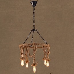 Lampadario country americano in canapa a 8 luci