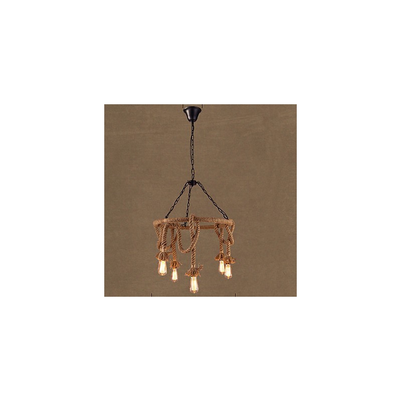 Lampadario country americano in canapa a 8 luci