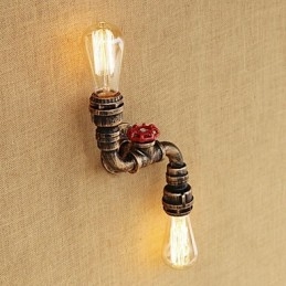 Applique da parete mini rustica in ottone con luce ambientale, 2 lampadine E26/E27