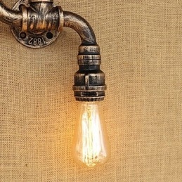 Applique da parete mini rustica in ottone con luce ambientale, 2 lampadine E26/E27