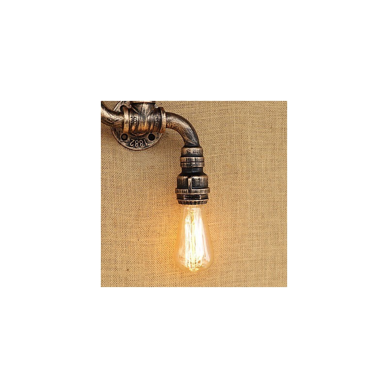 Applique da parete mini rustica in ottone con luce ambientale, 2 lampadine E26/E27