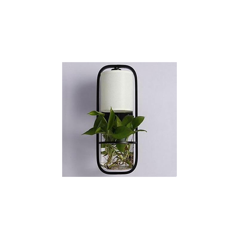 Applique da parete moderna in ferro e vetro con pianta in vaso