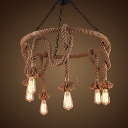 Lampadario country americano in canapa a 8 luci