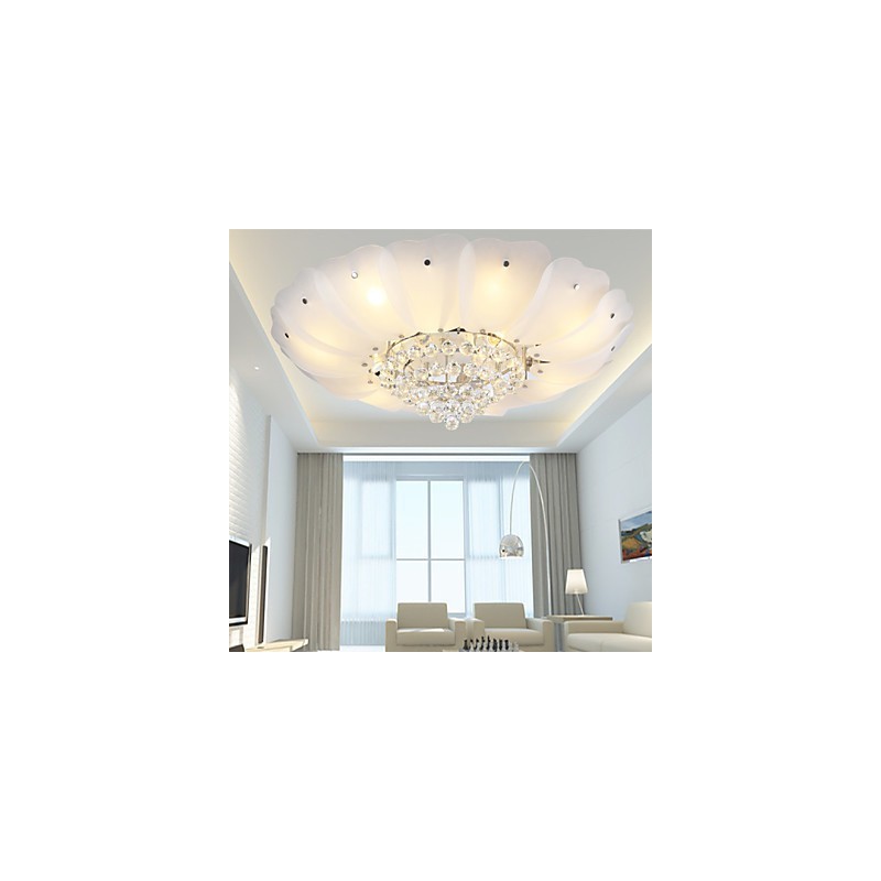 Plafoniera a filo LED cristallo bianca in metallo e vetro 70 cm 3 lampadine E26/E27