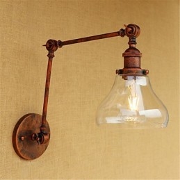 Applique da parete country retrò mini con braccio oscillante, protezione occhi, lampadina inclusa