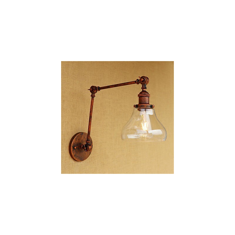 Applique da parete country retrò mini con braccio oscillante, protezione occhi, lampadina inclusa