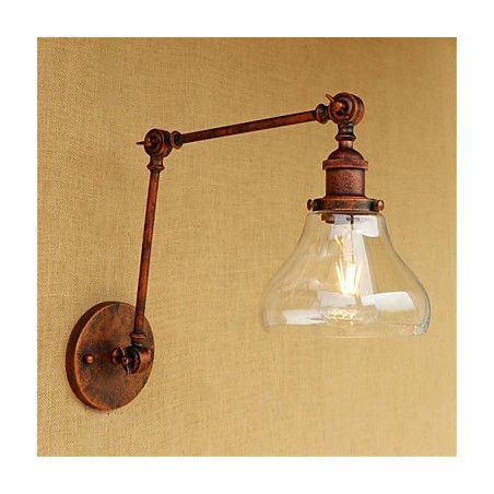Applique da parete country retrò mini con braccio oscillante, protezione occhi, lampadina inclusa