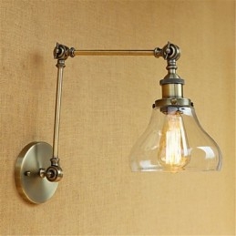 Applique da parete country retrò mini con braccio oscillante, protezione occhi, lampadina inclusa