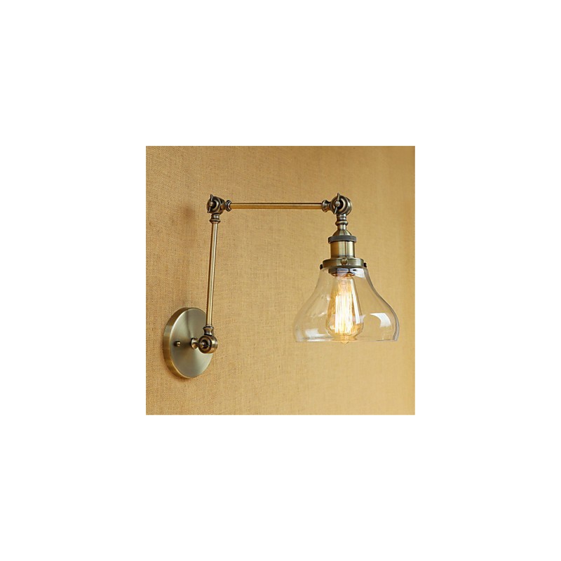 Applique da parete country retrò mini con braccio oscillante, protezione occhi, lampadina inclusa