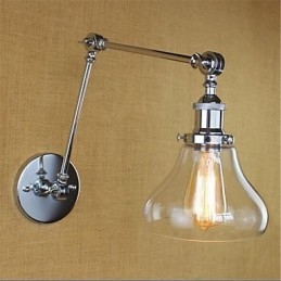 Applique da parete country retrò mini con braccio oscillante, protezione occhi, lampadina inclusa