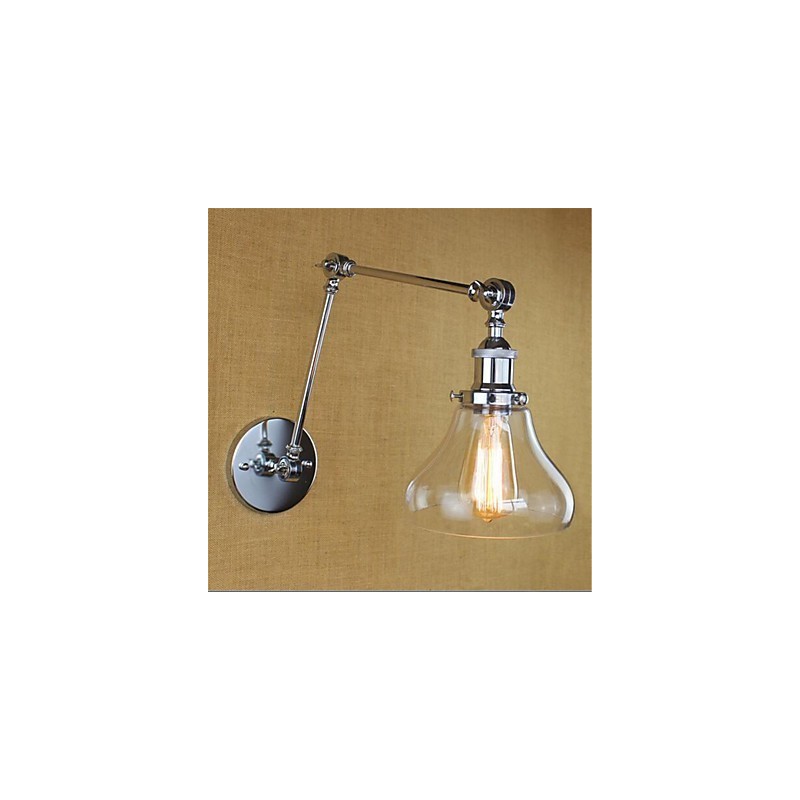 Applique da parete country retrò mini con braccio oscillante, protezione occhi, lampadina inclusa