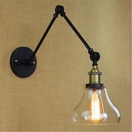 Applique da parete country retrò mini con braccio oscillante, protezione occhi, lampadina inclusa
