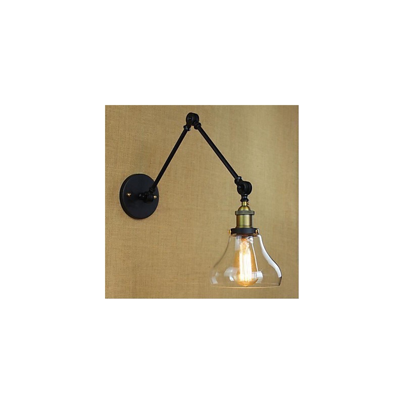 Applique da parete country retrò mini con braccio oscillante, protezione occhi, lampadina inclusa