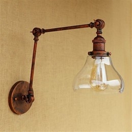 Applique da parete country retrò mini con braccio oscillante, protezione occhi, lampadina inclusa