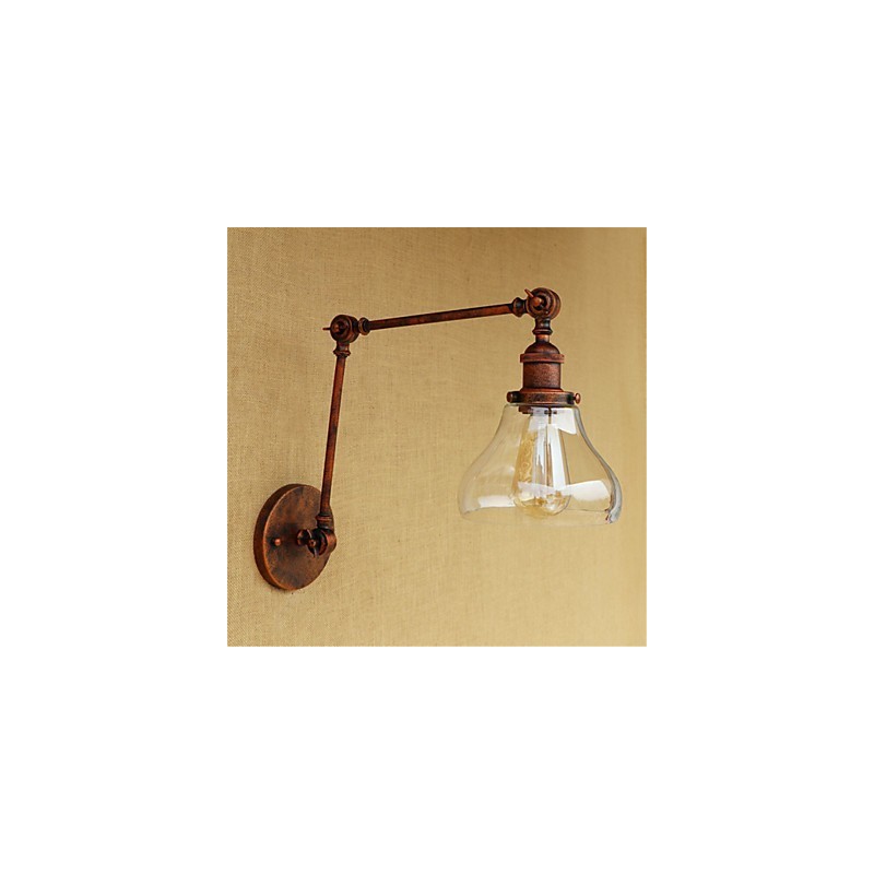 Applique da parete country retrò mini con braccio oscillante, protezione occhi, lampadina inclusa