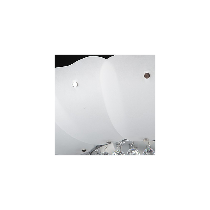 Plafoniera a filo LED cristallo bianca in metallo e vetro 70 cm 3 lampadine E26/E27