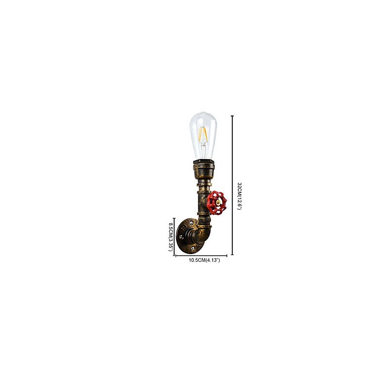 Applique da parete in ferro ottone antico E27 10,5×8,5×32 cm