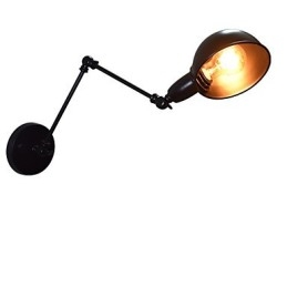 Applique da parete in metallo nero pieghevole stile retrò, testa singola, E27