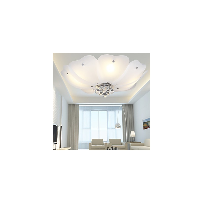 Plafoniera a filo LED cristallo bianca in metallo e vetro 70 cm 3 lampadine E26/E27