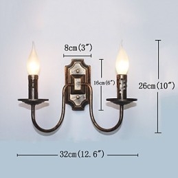 Applique da parete retrò a doppia testa 2 lampadine E12/E14 32x26 cm