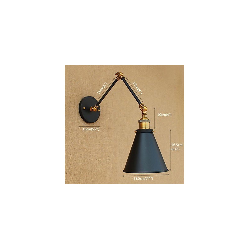 Applique da parete industriale vintage in ottone, E27, 30×18,5×26,5 cm