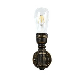 Applique da parete in ferro finitura ottone antico E27 4 W con lampadina inclusa