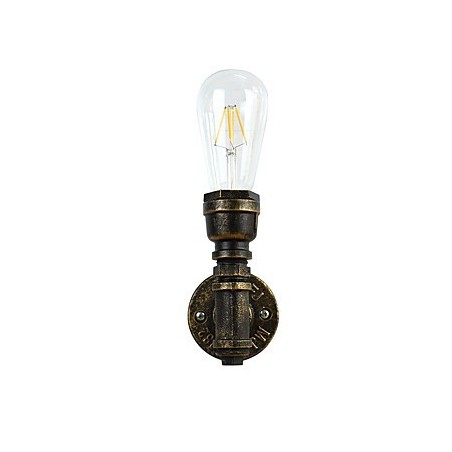 Applique da parete in ferro finitura ottone antico E27 4 W con lampadina inclusa