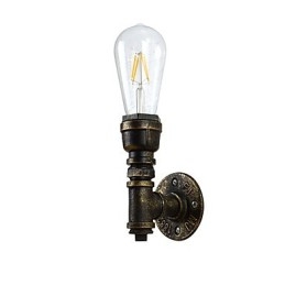 Applique da parete in ferro finitura ottone antico E27 4 W con lampadina inclusa