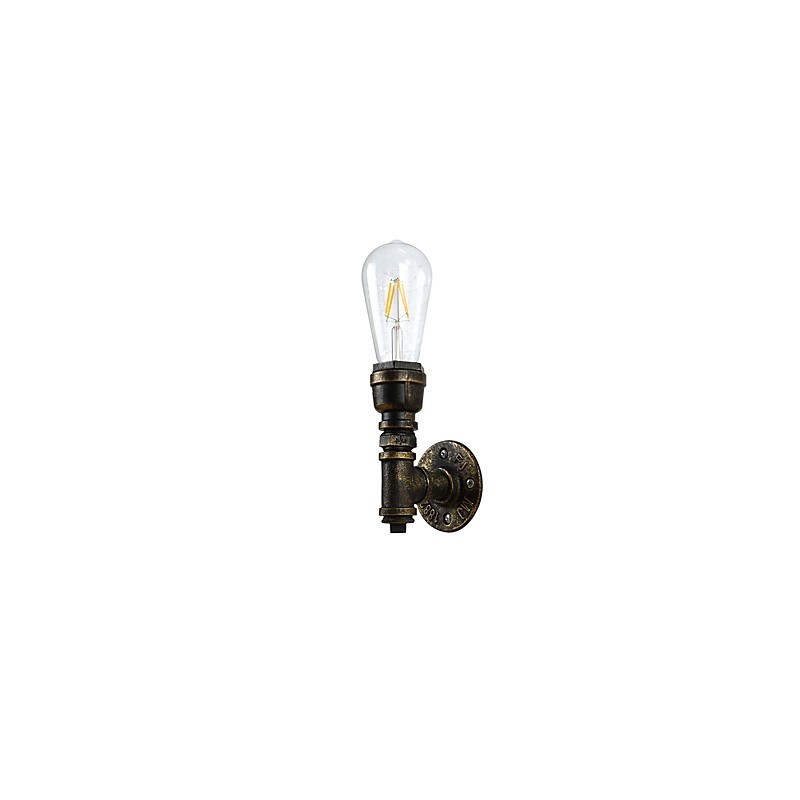 Applique da parete in ferro finitura ottone antico E27 4 W con lampadina inclusa