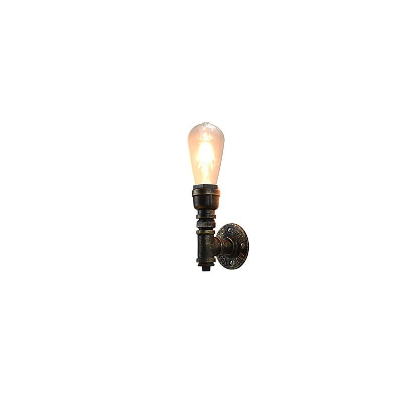Applique da parete in ferro finitura ottone antico E27 4 W con lampadina inclusa