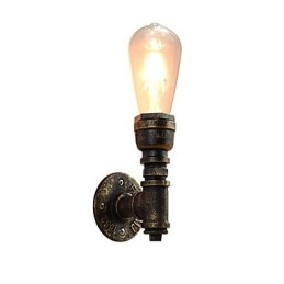 Applique da parete in ferro finitura ottone antico E27 4 W con lampadina inclusa