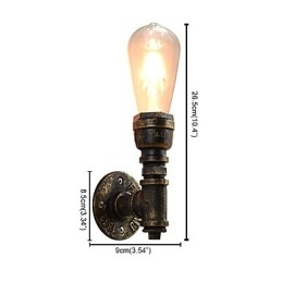 Applique da parete in ferro finitura ottone antico E27 4 W con lampadina inclusa