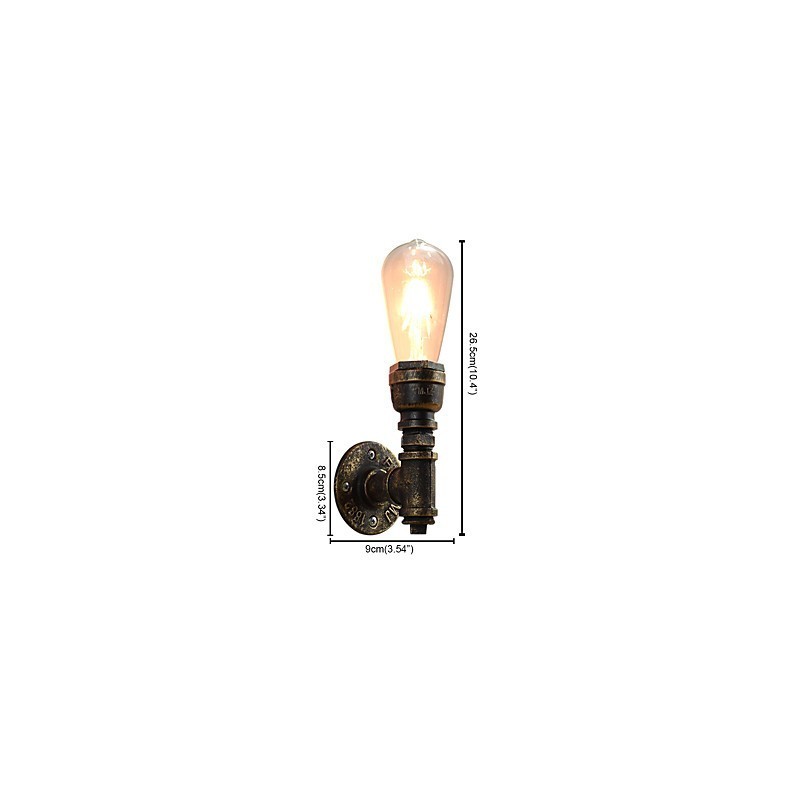 Applique da parete in ferro finitura ottone antico E27 4 W con lampadina inclusa