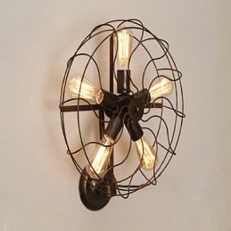Applique da parete country tradizionale classica rustica in metallo dipinto, 5 luci E26/E27
