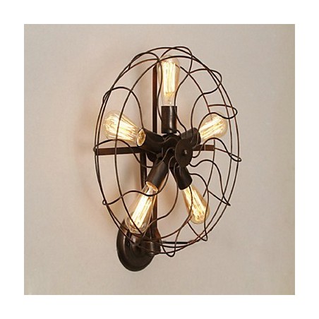 Applique da parete country tradizionale classica rustica in metallo dipinto, 5 luci E26/E27