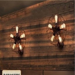 Applique da parete country tradizionale classica rustica in metallo dipinto, 5 luci E26/E27