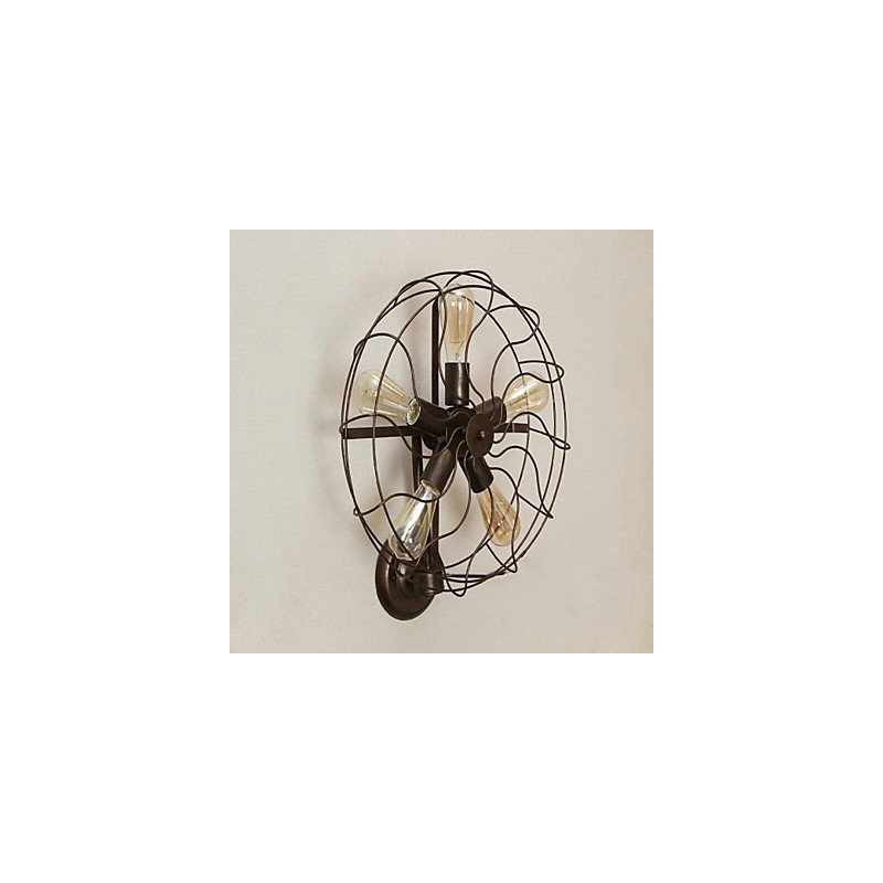 Applique da parete country tradizionale classica rustica in metallo dipinto, 5 luci E26/E27
