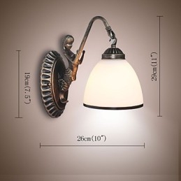 Applique da parete retrò stile europeo in vetro e metallo