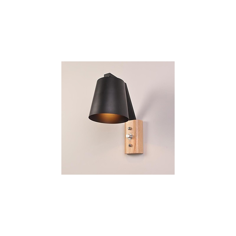 Applique da parete country contemporanea finitura ossido nero, faretto da incasso, E27, 60 W