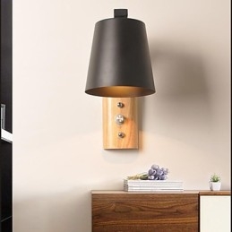 Applique da parete country contemporanea finitura ossido nero, faretto da incasso, E27, 60 W