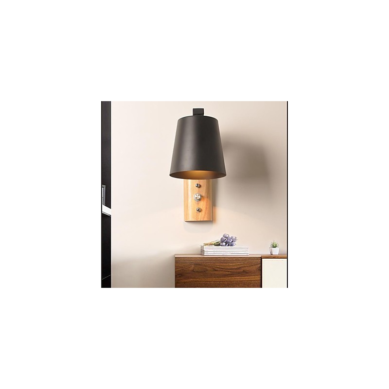 Applique da parete country contemporanea finitura ossido nero, faretto da incasso, E27, 60 W