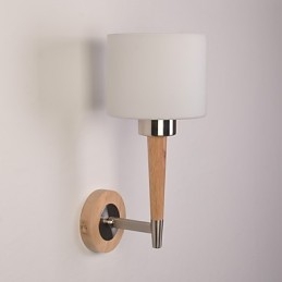 Applique da parete in vetro mini con struttura in legno/bambù