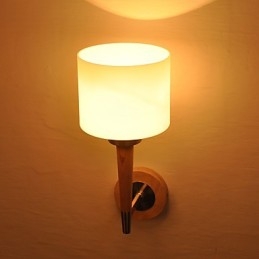 Applique da parete in vetro mini con struttura in legno/bambù