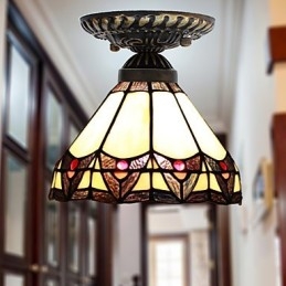 Plafoniera a cupola in vetro artistico stile rurale europeo
