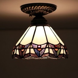 Plafoniera a cupola in vetro artistico stile rurale europeo